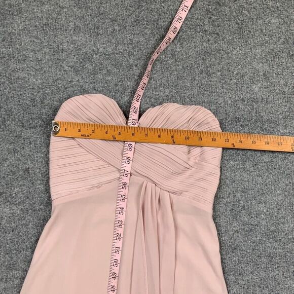 TFNC London Dress Womens 6 Blush Pink Bridesmaid Pleat Wrap Strapless HI Lo Maxi - Picture 12 of 16